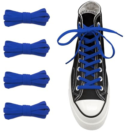 UamGlsob 2 Pares de Cordones Elásticos para Converse Altas Sneaker, 8mm Cordon Cordones Planos Zapatos para Zapatillas Deporte (Blue,54/140cm)