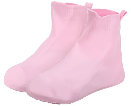 PATIKIL M Waterproof Shoes Cover, 1 Pair Silicone Non-Slip Overshoes Reusable Foldable Shoe Protector Rain Galoshes for Boot Rainy Snow Outdoor, Pink