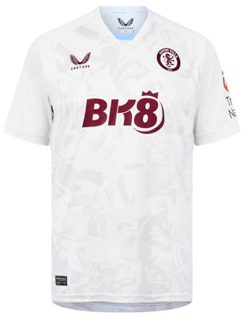 Castore Herren Aston Villa Auswärtstrikot 2023 2024 Erwachsene, Weiß glänzend, XL