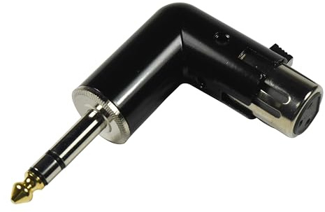 HQRP 3-Pin XLR Female to 1/4 / 6.35 mm Male TRS Angle Adapter with 4 Adjustable Angle Positions Right Left and 90 Degree Compatible with mixers, microphones, amplifiers, EQ, rack gear, keyboards, etc