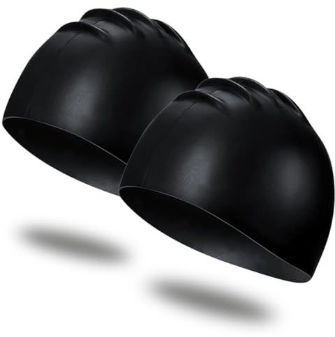 XPEX Bonnet de Bain imperméable Bonnet de Bain élastique en Silicone Bonnet de Bain en Silicone, Bonnet de Bain Unisexe adapté aux Cheveux Longs et Cheveux Courts 2 pièces