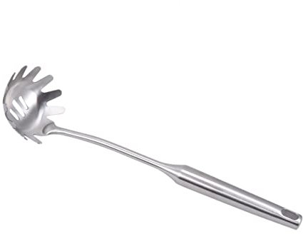 OFFSCH Cuchara Para Pasta De Acero Inoxidable Gruesa Cucharón Ranurado Para Servir Espaguetis y Tallarines Utensilio Resistente Para Cocina Con Diseño Para Colgar y Uso Seguro