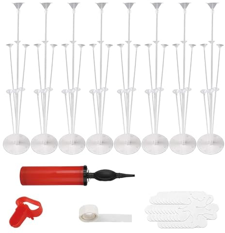 8 Sets of Balloon Stand Kits 70cm Height Reuseable Table Balloon Stand | with Pump and Knotter Height Table Centerpiece Base for Birthday Party, Party, Wedding, Birthday, Graduation