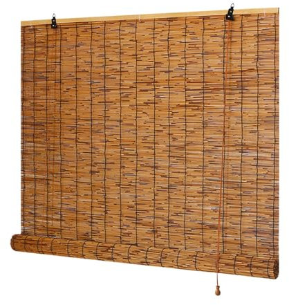 70% Blackout Roller Blind Bamboo Blinds Outdoor Roman Blinds for Windows Light Filtering Privacy Waterproof Bamboo Roll Up Shade 50 70 80 85 90 100 110 120 130 140 150 160cm Custom Roller Shutter