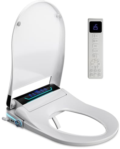 Sedile WC Intelligente con Funzione Bidet, Water Giapponese Sedile WC Riscaldata con Acqua Calda, Asciugatrice, Coperchio Automatico e Funzione Aroma, Smart Toilet Bidet Elettronico con Telecomando