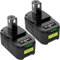 2X Powayup Remplacement pour Ryobi Batterie 18V 5,0 Ah P108 RB18L25 RB18L13 RB18L50 RB18L40 P102 P103 P104 P105 P106 P107 Outils sans Fil