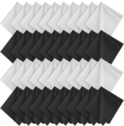 AiQInu Panno in Microfibra per Pulizia Occhiali, 20x20 cm, Salviette per LCD, Smartphone, Lenti Fotocamera e Superfici Delicate 40PCS