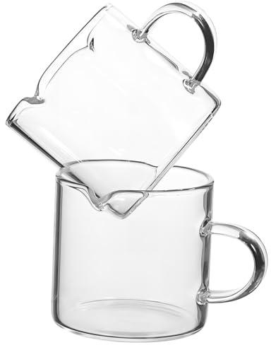 Hemobllo Set de 2 Tazas de Café de Vidrio Resistente al Calor de 120ml Función de Vertido Preciso para Espresso y Crema
