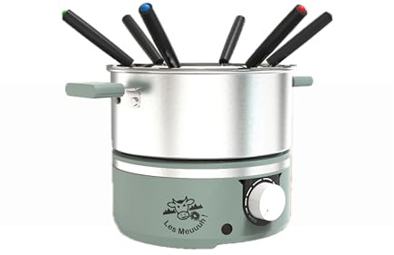 LITTLE BALANCE 8963 Little Fondue Meuuuh...!, Appareil à fondue 6 personnes, Caquelon inox, Compatible induction, 1,8 litres, 650 W, Sapin