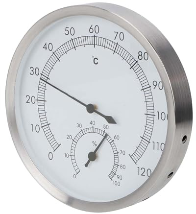 Generic Termoigrometro in Acciaio Inossidabile per Sauna per un Monitoraggio Accurato della Temperatura e dell'umidità per la Sauna; Adatto per, Bagno turco; Dimensioni: 4,9x4,9 Pollici