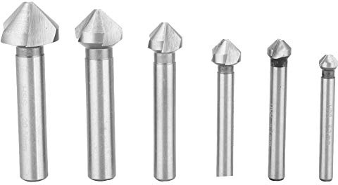 6 piezas de cuchilla de chaflán de 3 flautas completamente rectificada en HSS, juego de fresas para chaflanado en carpintería, cortador de chaflán de 90° para madera, PVC y acero