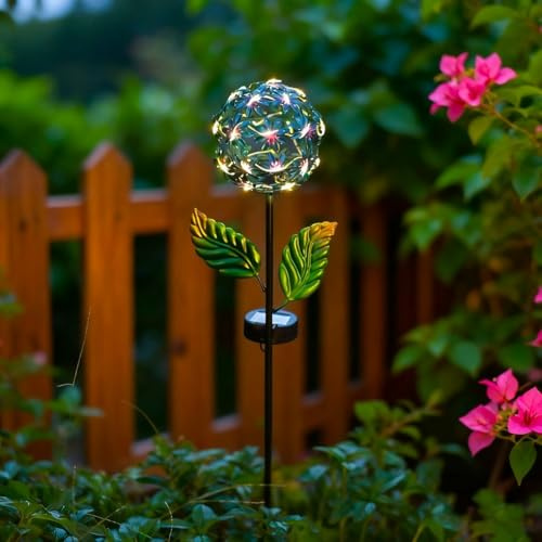 Luz solar de hortensias para jardín, lámpara de paisaje LED para exteriores de 31.5 pulgadas con cabeza de flor de hierro, decoración impermeable resistente a la intemperie para pasarela, césped (C)