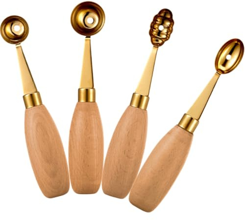 UTHCLO Scavino per Melone in Acciaio Inox e Legno 4 Pezzi Impugnatura Comoda e Design Semplice per Ufficio e Bar