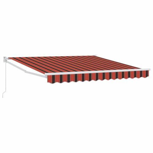 Kaorsrow Toldo con brazo articulado 350 x 250 x 165 cm toldo manual de poliéster para terraza y jardín parasol retráctil para exteriores naranja y marrón
