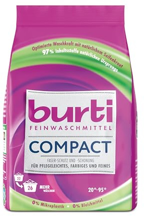 burti COMPACT Waschmittel Pulver – Waschpulver & Feinwaschmittel für bunte, feine Wäsche - Fleckenentferner mit Farb- & Faserschutz – ca. 26 Wäschen