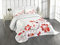 ABAKUHAUS Chinesisch Tagesdecke Set, Floral Petal Ornaments, Set mit Kissenbezügen Moderne Designs, für Doppelbetten 220 x 220 cm, Weiß Rot