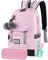 Arya Schulrucksack Mädchen Teenager Rucksack Schule Teen Schultasche Outdoor Reise Schulranzen Jungen 2 3 4 5 6 7 Klasse Oder 8 9 10 11 12 13 14 15 Jahre (Rosa)