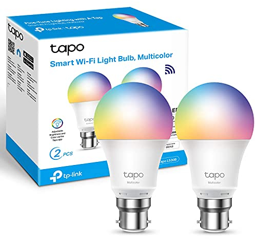 Tapo L530B (2-Pack) Smart Bulb, B22 Colour Changing Light Bulb, Alexa Light Bulbs, LED Light Bulb,8.7W (60W), Dimmable, Schedule & Timer, Energy Saving, App Remote Control, Google Voice Control