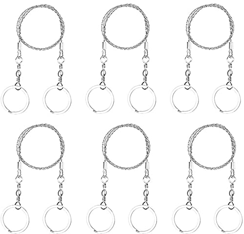 6 Piezas Sierra de Alambre, Portátil Sierra de Alambre de Acero Inoxidable, Alambre de Sierra de Supervivencia para Supervivencia Camping Senderismo al Aire Libre (70cm)