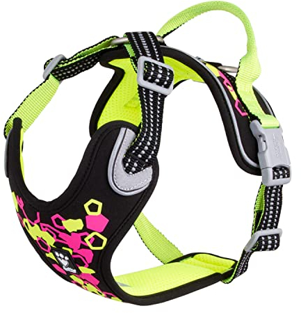 Hurtta Weekend Warrior Neon Hundegeschirr, Brustgeschirr für mittelgroße Hunde, Neon Lakritze, 45-60 cm