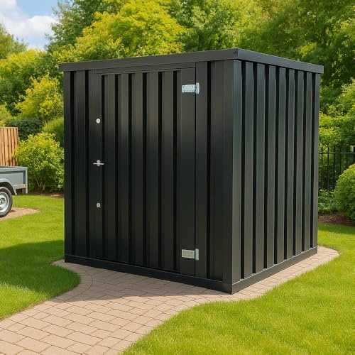 Systafex 2m x 2m Robuster Gerätecontainer Gerätehaus Geräteschuppen RAL 7021 Anthrazit inkl. Boden extrem Robust