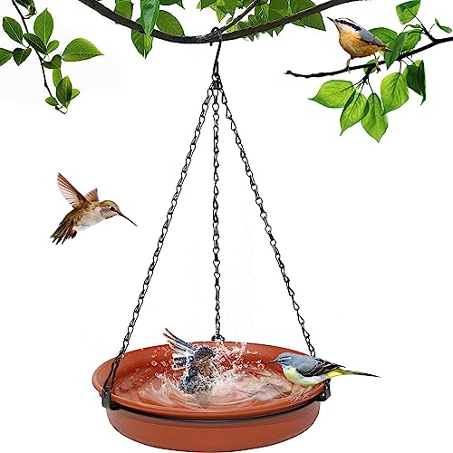 Vogeltränke hängend, Vogelfutterhaus zum aufhängen, Vogelfutterspender vogeltränke wassertränke Winterfest stehend futterstelle für vögel Outdoor Garten (Braun)