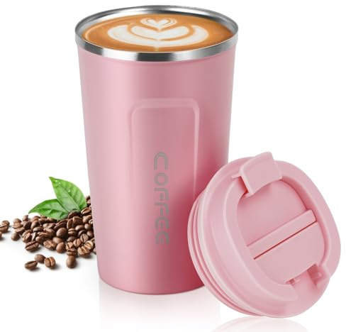 Flintronic Kaffeebecher to go, 510ML Thermobecher Doppelwand Isoliert, Kaffeetasse mit Auslaufsicherem Deckel, Kaffeetasse Thermobecher Isolierbecher,Kaffeebecher Edelstahl Travel Mug für Kaffee e Tee