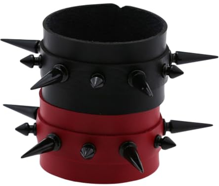GALPADA Pulseras Punk de Cuero Ajustables para Hombre Tachuelas Metálicas, Superficie Suave y Diseño Cómodo para Uso Diario y Estilo Único