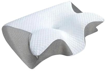SYLDMKJ Cuscino Memory Foam Cuscino Cervicale in Memory Foam Cuscino per Dolore al Collo, Cuscini di Supporto Sagomato, Cuscino per Collo-Grigio Chiaro