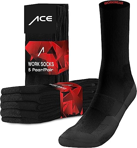 ACE arbetsstrumpor – 10 par arbetsstrumpor långa – andningsbara strumpor för män och kvinnor – strumpor för arbete – 35–50