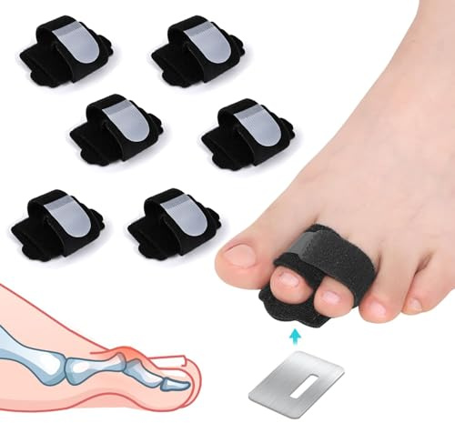 XFSRG 6 st. tåseparator nylon hammare finger räta finger räta fingrar för stöd och lindring (svart)