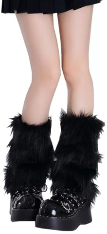 DOKRIN Scaldamuscoli da donna, morbidi scaldapiedi caldi, scaldamuscoli da donna autunnali e invernali, calzini spessi per il freddo (Nero, 25 cm)