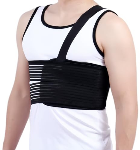 GAOUTO Vendaje para costillas rotas, 80-115cm Vendaje para costillas transpirable, vendaje para fractura de costillas, cinturón de protección para el pecho y la cintura lumbar para lesiones musculares