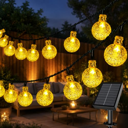 Electight Guirlande Lumineuse Solaire Extérieure 10M, 60LED Boules à Bulles