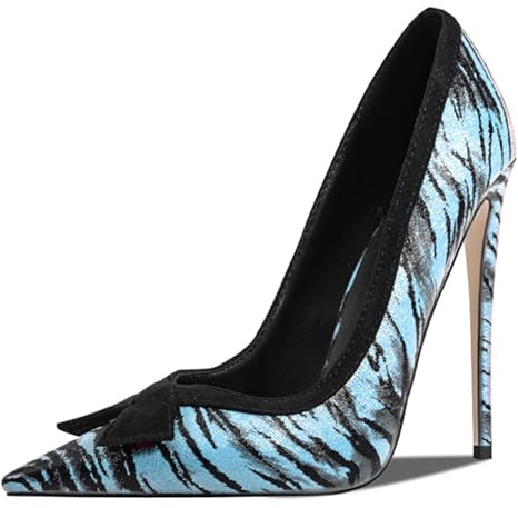 Gicoiz Vestito High Scarpe Donna Appuntito Scarpe Senza Chiusura Sposa Chiuse Davanti Tacco a Spillo Pumps Serata Moda Heel Sky-Blu Numero 36 EU