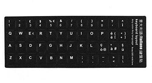 sourcing map Notebook Desktop Italiano Tastiera protettore Decalcomania Grandi Lettere Adesivo Nero
