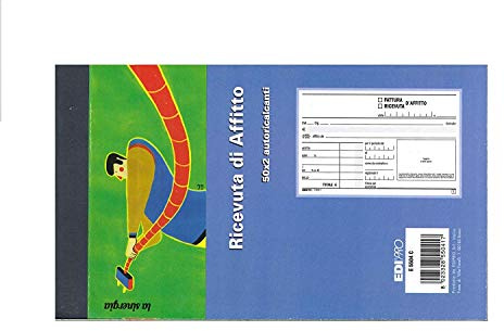 Confezione 10 Blocchi Ricevute Affitto 50x2 Autoricalcanti Formato 9,9x17 cm,Ediprò E5504C
