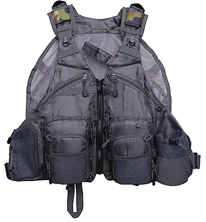 Kylebooker Gilet de pêche à la Mouche pour Les pêcheurs à la Maille Taille réglable pour Les Hommes et Les Femmes