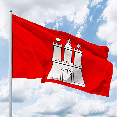 Deitert Bundesland-Flagge Hamburg – 120x80 cm Hamburg Fahne mit Wappen, Hissfahne aus reißfestem Polyester