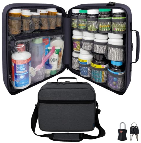 StarPlus2 Extra Large Pill Bottle Organizer, Travel Medicine Bag with Lock