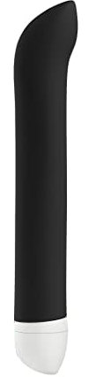 FUN FACTORY Mini-Vibrator JOUPIE Schwarz – Batteriebetriebener, schlanker Vibrator mit Qualitätsmotor & gebogener Toyspitze – Hochwertig, wasserdicht, medizinisches Silikon, Made in Germany