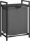 VASAGLE Laundry Basket, Laundry Hamper, Pull-Out and Removable Liner Bag, Shelf, Metal Frame, 65 L, 50 x 33 x 72 cm, Slate Grey and Charcoal Grey BLH101G01