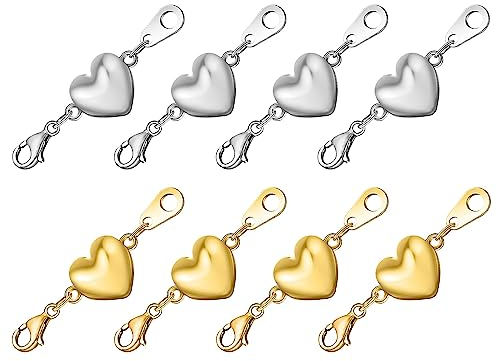Armband Verschluss Magnetische Kettenverschluss, 8 Stück Gold Silber Herz Magnetische Verschlüsse für Armbänder Fußkettchen Ketten Verschlüsse zum Basteln Schmuck verschluss herstellungszubehör
