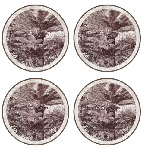 VINILIKO Design | Set de 4 Individuales de Mesa de Vinilo Circular Santo Domingo Rojo diámetro 40 cm - Pack de 4, Salvamantel, Impermeable, Lavable, Antimanchas, Antideslizante