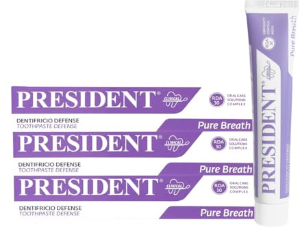 President Kit 3 tandskydd mot plack, antibakteriell, halitos, perfekt för att motverka dålig andedräkt och underhåll efter klorhexidin slagbehandlingar. RDA 30, 3 x 75 ml