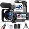 Videocamera 5K Camcorder 56MP Doppio Obiettivo WiFi 16X Zoom Digitale 3.0 Touchscreen Vlogging Camera per YouTube IR Night Vision Videoregistratore con 2 Batterie,Scheda 64G,Paraluce,reppiede