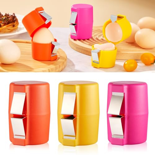 MUXIUNT 3 piezas de abridor de cáscaras de huevo, herramienta separadora para huevos crudos duros, para la cocina del hogar, pelador de huevos duros de acero inoxidable, herramienta y gadgets 2024