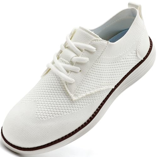 IVQDZL Zapatillas de hombre Running Trekking Gimnasia Elegantes Zapatillas Deportivas Correr Tenis Trabajo Slip On Mocasín, Color blanco., 46 EU
