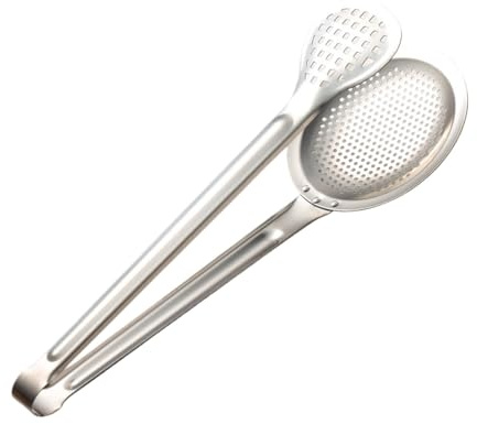Passoire à cuillère à frire, cuillère à fente pour écumoire, Cuillères à écumoire en acier inoxydable pour la cuisine, Louche de crépine de pince de cuisson d'écumoire en métal, crépine de maille d'hu