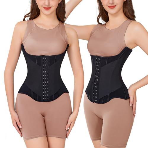 Yixinly Korsett dam magväg, midjetränare dam fitness midjetränare magbälte U-formad, svart, S(51-58KG)